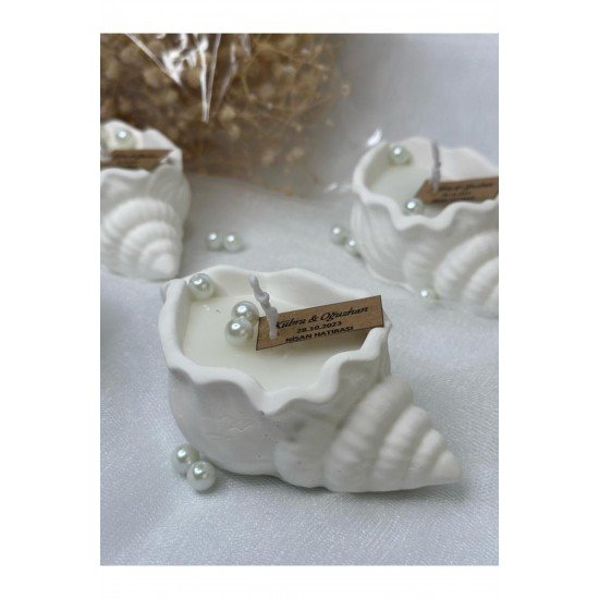 Official 20 Adet Deniz Kabuğu Mum Söz, Nişan, Nikah, Bebek Doğum, Bebek Mevlüdü Hediyeliği