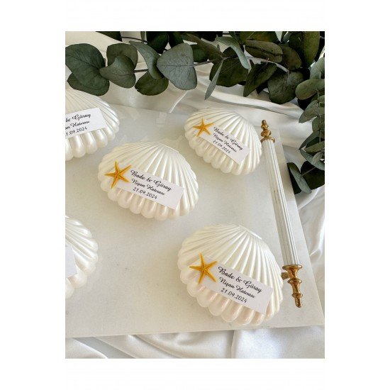 Pinterest İnci Detaylı Sedefli İstiridye Mum Söz, Nişan, Nikah, Doğum günü, Düğün -15 Adet