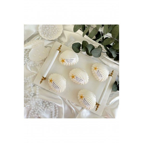 Pinterest İnci Detaylı Sedefli İstiridye Mum Söz, Nişan, Nikah, Doğum günü, Düğün -15 Adet