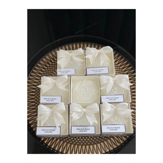 Özel tasarım 20 adet şakayık mum süslemeli, düğün, kına, nişan, söz, nikah, hediyelik kutu