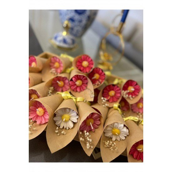 Papatya Mum Buketi. Düğün Nişan Kına Sünnet Hediyelik Doğum Günü Nikah Şekeri Papatya - 20 Adet