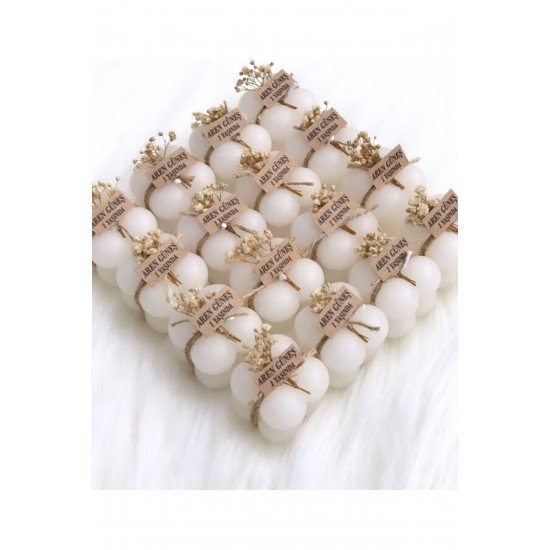 Kişiye Özel 20 Adet Süslemeli Bubble Mum, Nikah Şekeri Söz Hediyelik