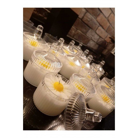 4 Adet Dekoratif Şekerlik Mum Papatya