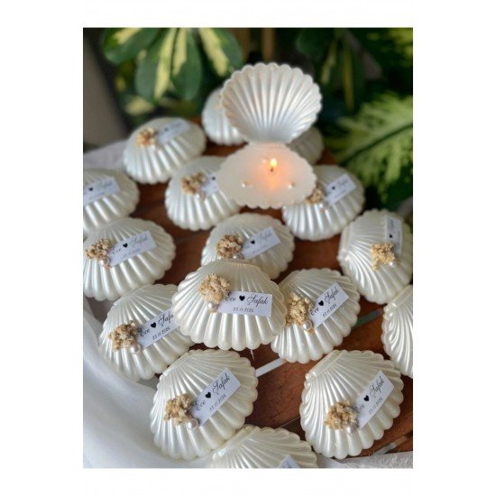 1 Adet İstiridye Kutu İçerisinde Mum, Nikah Şekeri, Doğum, Sünnet, Düğün Nişan Söz, Kına, Doğum Gün