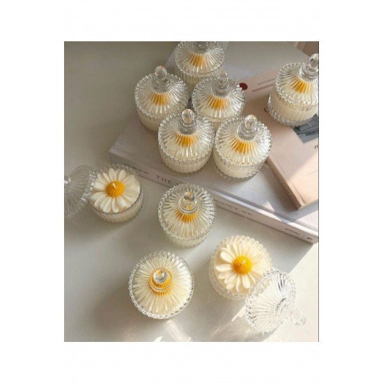 Dekoratif Mum Papatya 1 Adet, Kapağı Ile 2 Parçadır