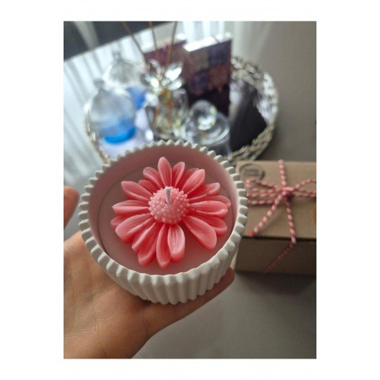 Pinterest Papatyalı Özel Tasarım Mum