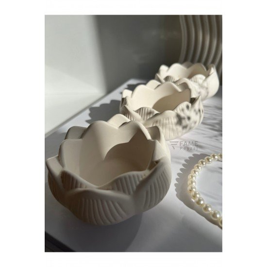 3lü Lotus Çiçeği Dekoratif Tabak & Kase, Hediyelik, Takı Ve Mum Tabağı, Mumluk, Sunumluk, Organizer