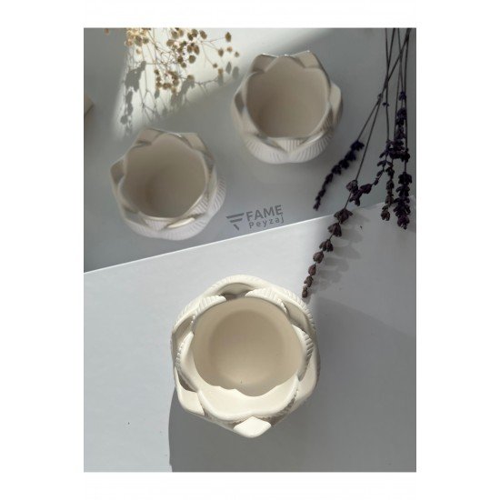 3lü Lotus Çiçeği Dekoratif Tabak & Kase, Hediyelik, Takı Ve Mum Tabağı, Mumluk, Sunumluk, Organizer