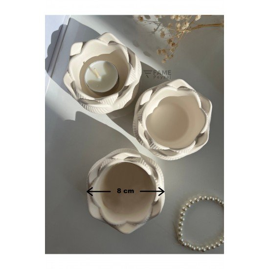 3lü Lotus Çiçeği Dekoratif Tabak & Kase, Hediyelik, Takı Ve Mum Tabağı, Mumluk, Sunumluk, Organizer