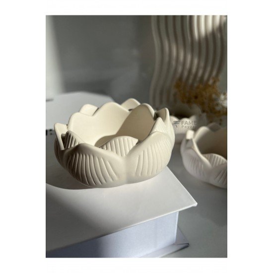 3lü Lotus Çiçeği Dekoratif Tabak & Kase, Hediyelik, Takı Ve Mum Tabağı, Mumluk, Sunumluk, Organizer