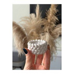 Burgulu Boş Beton Mumluk 10’lu Set | El Yapımı Taş Tozu | Dıy Için Uygun | Lomoor