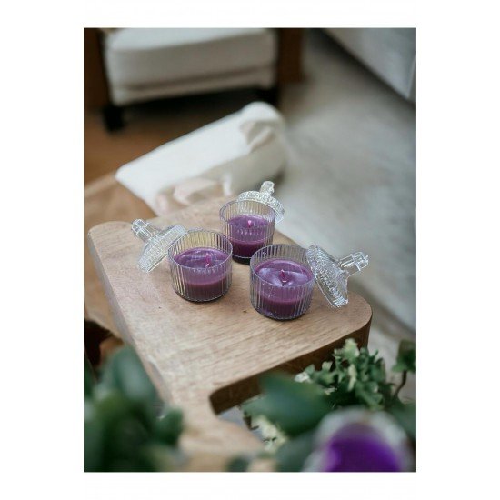 Official 3'lü Paket Dekoratif Mum Kapaklı Mika Kutu - Kokulu Mum - Özel Günlere Hediyelik