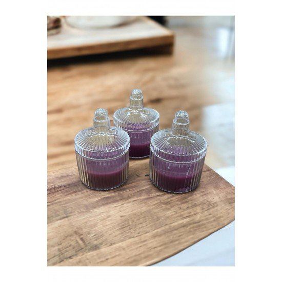 Official 3'lü Paket Dekoratif Mum Kapaklı Mika Kutu - Kokulu Mum - Özel Günlere Hediyelik