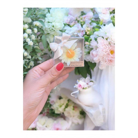 20 Adet Süslemeli Papatya Mum, Nikah Şekeri, Doğum, Sünnet, Düğün Nişan Söz, Kına, Doğum Günü