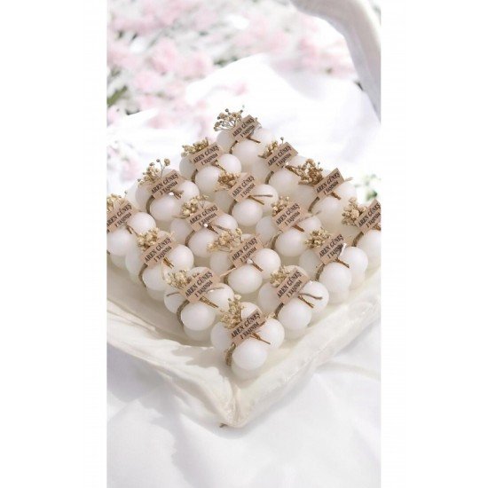 Hediyelik 10 Adet Süslemeli Bubble Mum, Nikah Şekeri, Doğum, Sünnet, Düğün, Nişan, Söz