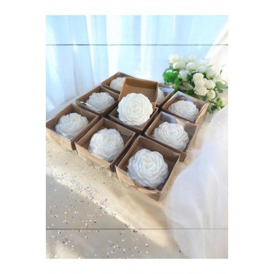 Official Özel Tasarım 20 Adet Gül Şakayık Mum Nişan Nikah Düğün Kına Hediyelik