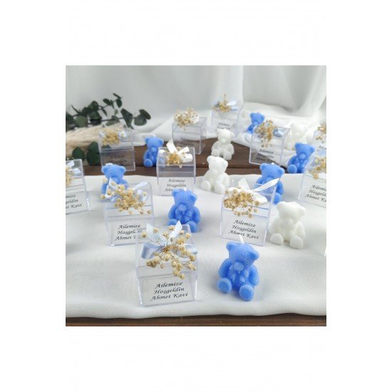 Söz Hediyelik Mumlar Çiçekli Ayıcık Hediyelik Mum, Nikah, Doğum, Sünnet, Düğün Nişan Söz 10 Adet