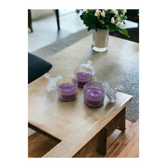 Official 3'lü Paket Dekoratif Mum Kapaklı Mika Kutu - Kokulu Mum - Özel Günlere Hediyelik