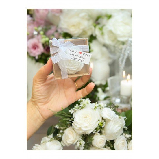 Mum, Nikah Şekeri, Doğum, Düğün Nişan Söz, Kına, Doğum Günü 20 Adet Gül Şakayık Çiceği Kurdeleli Mum