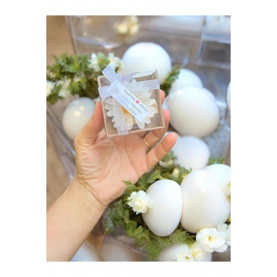 Mum, Nikah Şekeri, Doğum, Düğün Nişan Söz, Kına, Doğum Günü 20 Adet Papatya Kurdele Süslemeli Mum