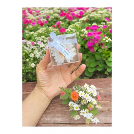 Mum, Nikah Şekeri, Doğum, Düğün Nişan Söz, Kına, Doğum Günü 20 Adet Papatya Kurdele Süslemeli Mum