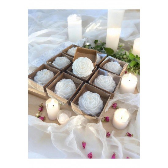 Official Özel Tasarım 20 Adet Gül Şakayık Mum Nişan Nikah Düğün Kına Hediyelik