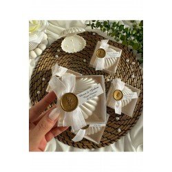 Mühür Detaylı Kutulu İncili İstiridye Mum Söz, Nişan, Nikah, Doğum günü, Düğün, Hediyelik -15 Adet