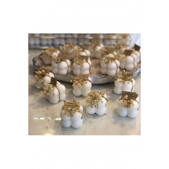 Hediyelik 10 Adet Süslemeli Bubble Mum, Nikah Şekeri, Doğum, Sünnet, Düğün, Nişan, Söz