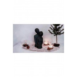 Official Siyah Sarılan Çift Heykeli Dekoratif Sevgili Biblo