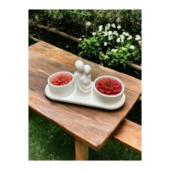 Official Özel Tasarım El Yapımı Mumluk Ve Sarılan Çift Biblo