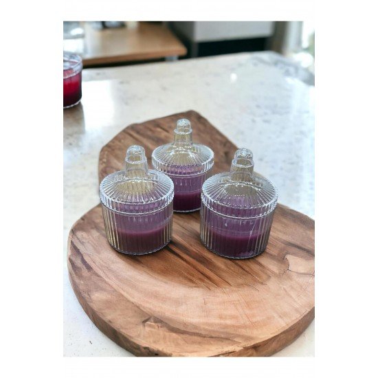 Official 3'lü Paket Dekoratif Mum Kapaklı Mika Kutu - Kokulu Mum - Özel Günlere Hediyelik