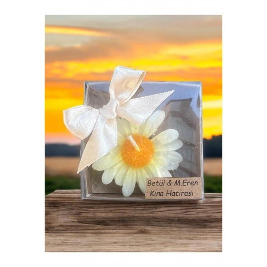 20 Adet Süslemeli Papatya Mum, Nikah Şekeri, Doğum, Sünnet, Düğün Nişan Söz, Kına, Doğum Günü