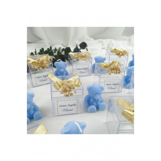 Söz Hediyelik Mumlar Çiçekli Ayıcık Hediyelik Mum, Nikah, Doğum, Sünnet, Düğün Nişan Söz 10 Adet