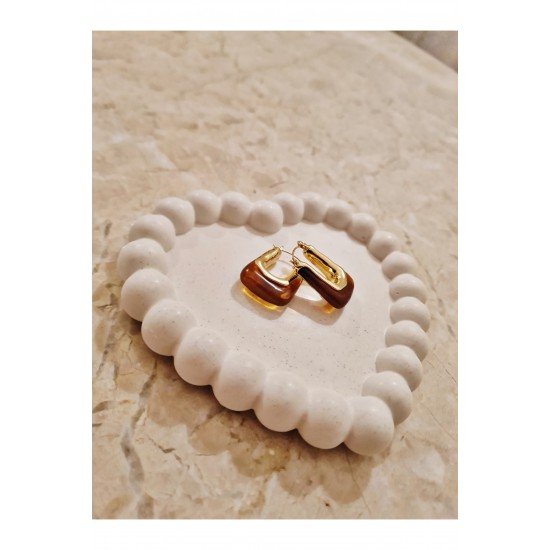 Dekoratif Modern Takı Tabağı Kalpli Tasarım ( Kumlu Beyaz )