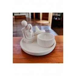 Official Sarılan Çift Biblo Sunum Tabağı Freş Kokulu Mum