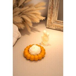 Oksit Sarı Bubble ve Silüet Mum Set – Dekoratif El Yapımı Mum, Bardak Altlığı (Şakayık Mum  )