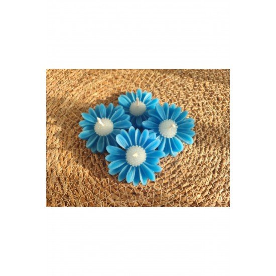 20 adet hediyelik düğün,nikah,nişan,doğum günü,kına,sünnet,söz için mavi papatya mum