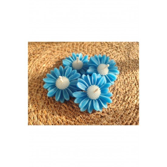 20 adet hediyelik düğün,nikah,nişan,doğum günü,kına,sünnet,söz için mavi papatya mum