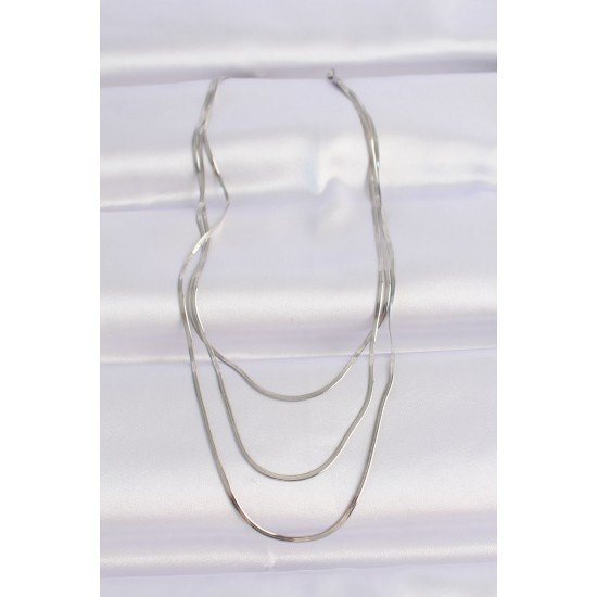 Özel Çelik Renk İtalyan Zincir Çoklu Kolye Fırsat!!!