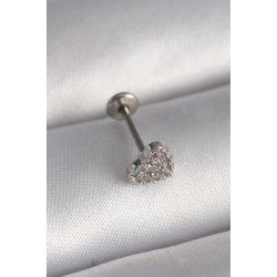Özel Çelik Renk Zirkon Taşlı Kalp Model Tragus Piercing Fırsat!!!
