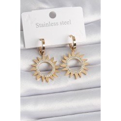 Özel Çelik Gold Renk Zirkon Taşlı Güneş Model Kadın Küpe Fırsat!!!