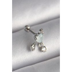 Özel Çelik Renk Beyaz Minelik Kalp Sallantı Zirkon Taş Detay Tragus Piercing Fırsat!!!