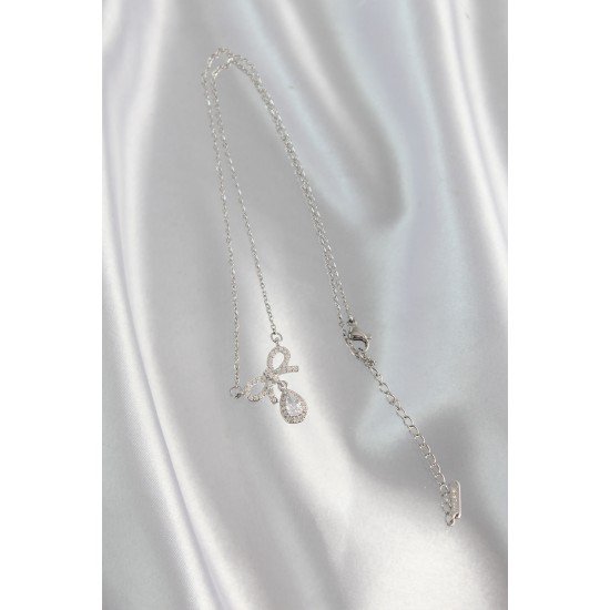 Özel Çelik Renk Zirkon Taşlı Fiyonk Detay Damla Kolye Fırsat!!!