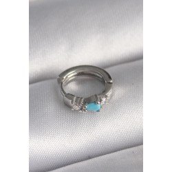 Özel Çelik Renk Zirkon Taşlı Mavi Boncuk Detay Tragus Piercing Fırsat!!!