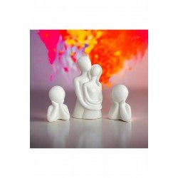 Aile iki çocuk ve sarılan aşıklar biblo seti