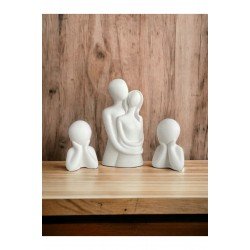 Aile iki çocuk ve sarılan aşıklar biblo seti