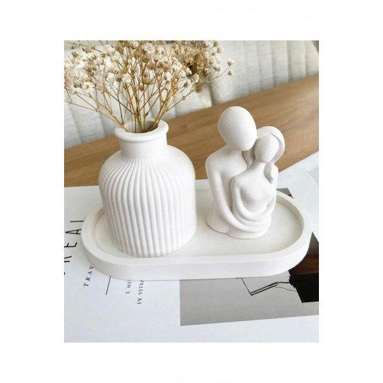 Sarılan Çift Tabak Iskandinav Vazo Biblo Set