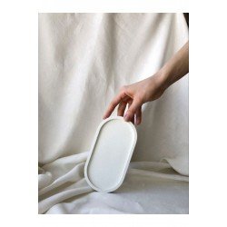 Dekoratif Beton Oval Sunumluk Dekoratif Takı Tabağı, Saksılık, Yağdanlık, Tütsülük, Mumluk