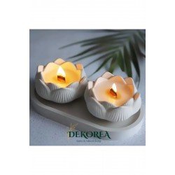 Dekorea Home Lotus Taş Tozu Mumluk – El Yapımı Aromaterapi Mum