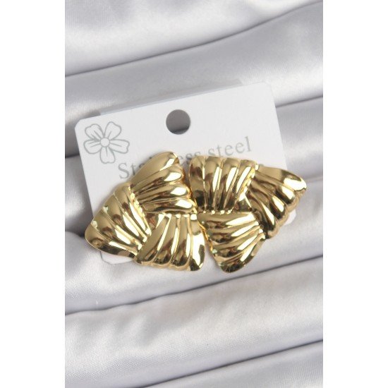 Özel 316 Çelik Gold Renk İşlemeli Üçgen Model Kadın Küpe Fırsat!!!